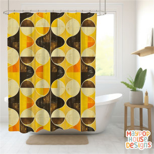 Retro Mid Century Modern Abstract Shower Curtain