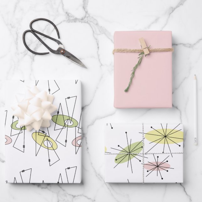 Retro Mid-Century Modern Any Occasion Wrapping Paper Sheet (Front)
