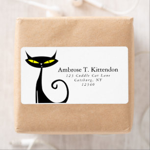 Retro Mid Century Modern Atomic 60s Black Cat