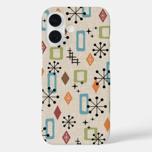 Retro Mid Century Modern Atomic Abstract Pattern iPhone 16 Case