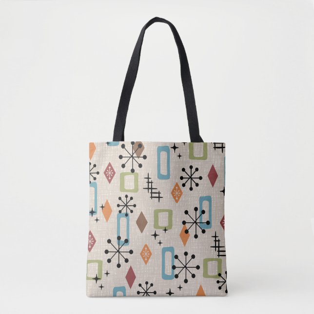 Retro Mid Century Modern Atomic Abstract Pattern Tote Bag (Front)