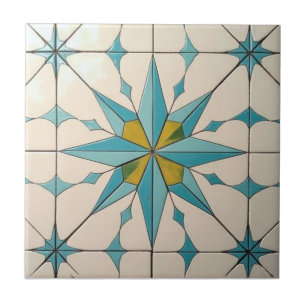 Retro Mid Century Modern Atomic Geometric Pattern Tile