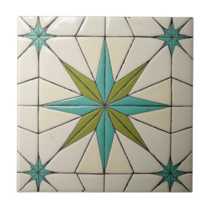 Retro Mid Century Modern Atomic Geometric Pattern Tile