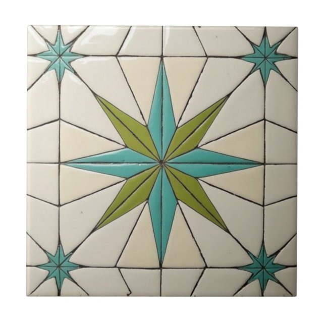 Retro Mid Century Modern Atomic Geometric Pattern Tile (Front)