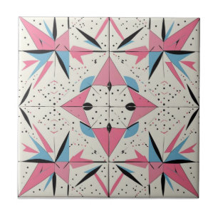 Retro Mid Century Modern Atomic Geometric Pattern Tile