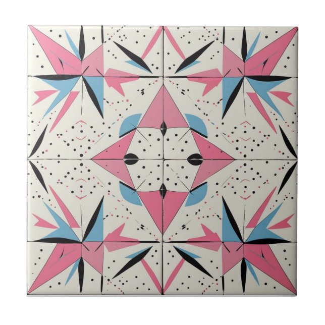 Retro Mid Century Modern Atomic Geometric Pattern Tile (Front)