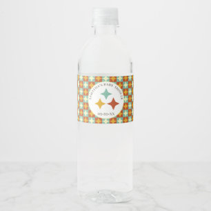 Retro Mid Century Modern Baby Shower Water Bottle  Label
