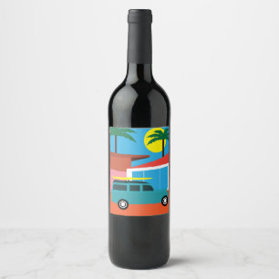 Retro Mid-Century Modern California Print Wine Label
