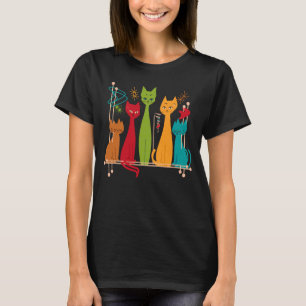 Retro Mid-Century Modern Cats 50s 60s Style T-Shirt