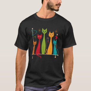 Retro Mid-Century Modern Cats 50s 60s Style T-Shirt