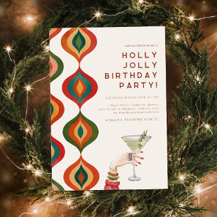 Retro Mid-Century Modern   Christmas Birthday Invitation