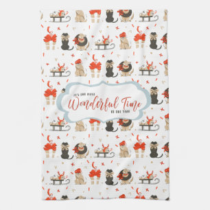 Retro Mid-Century Modern Christmas Holiday Tea Towel