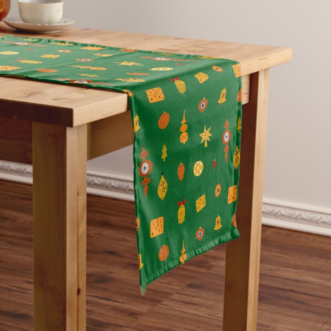 Retro Mid-Century Modern Christmas Icons  Long Table Runner (In Situ)