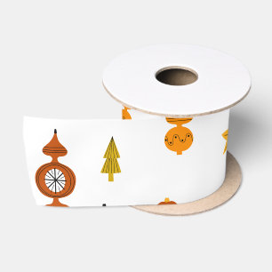 Retro Mid-Century Modern Christmas Icons  Satin Ribbon