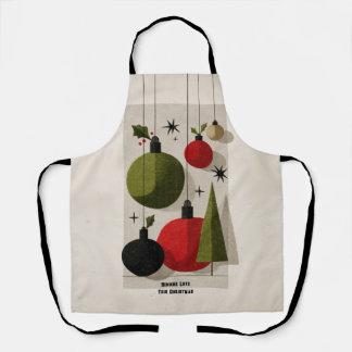 Retro Mid-Century Modern Christmas Ornaments Apron