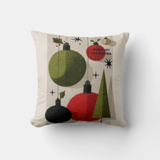 Retro Mid-Century Modern Christmas Ornaments Cushion
