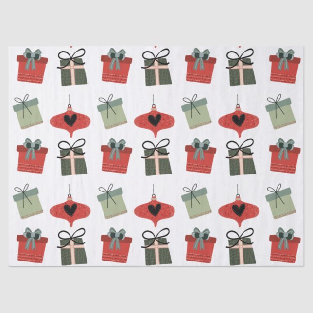 Retro Mid Century Modern Christmas Pattern Tissue Paper (Front)