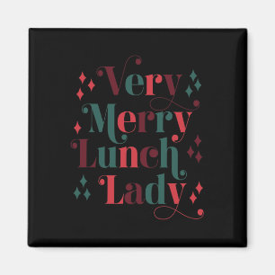 Retro Mid Century Modern Christmas Very Merry Lunc Magnet