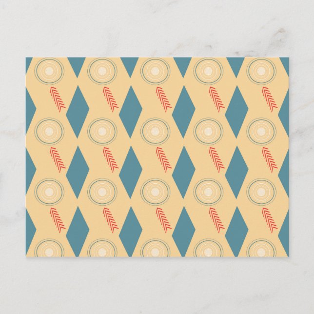 Retro Mid Century Modern Circles Arrows Diamonds Postcard (Front)