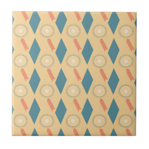 Retro Mid Century Modern Circles Arrows Diamonds Tile
