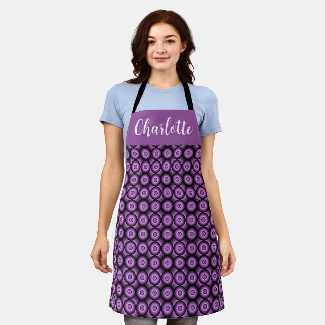 Retro mid century modern circles name monogram apron (Worn)