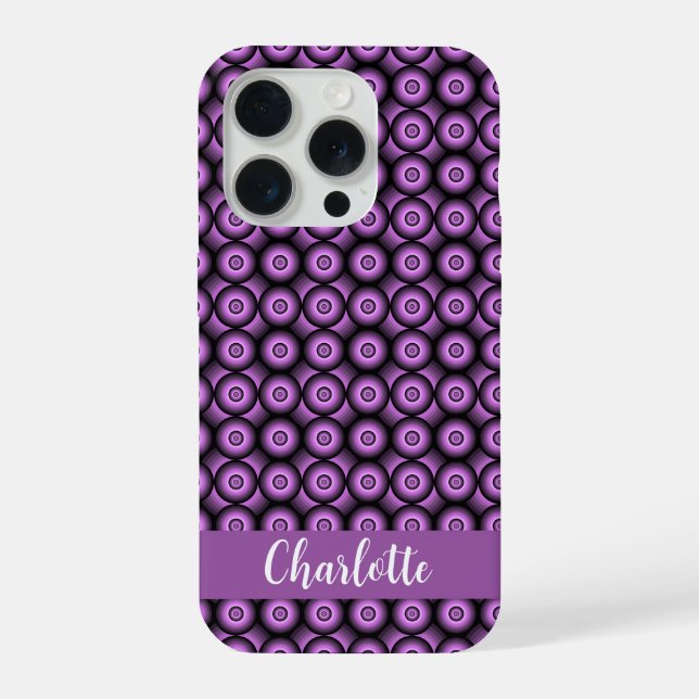 Retro mid century modern circles name monogram iPhone case (Back)