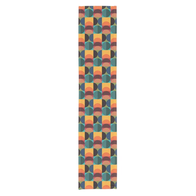 Retro Mid Century Modern Classic Shapes Short Table Runner (Front)