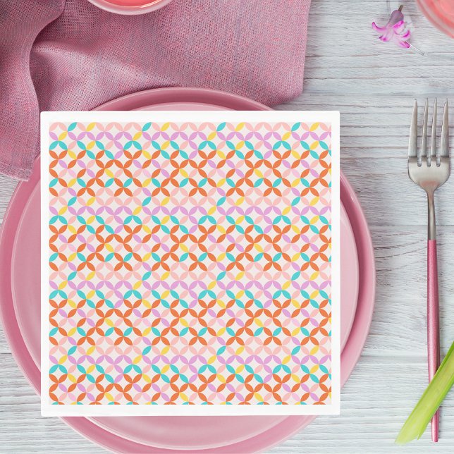 Retro Mid Century Modern Colourful Abstract Patter Napkin (Creator Uploaded)