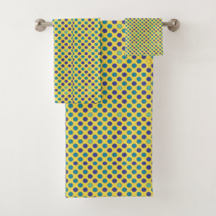 Retro Mid-Century Modern Colourful Polka Dots Bath Towel Set