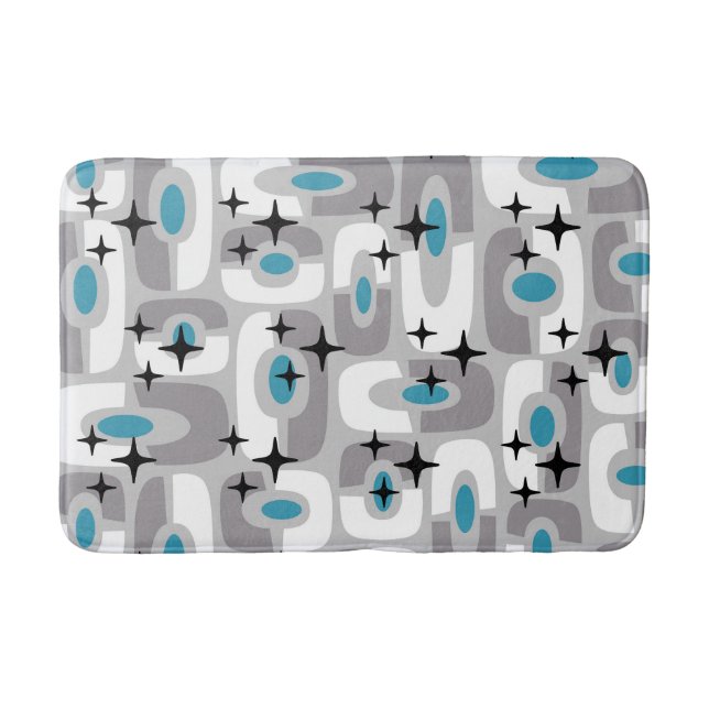 Retro Mid Century Modern Cosmic Abstract Pattern Bath Mat (Front)