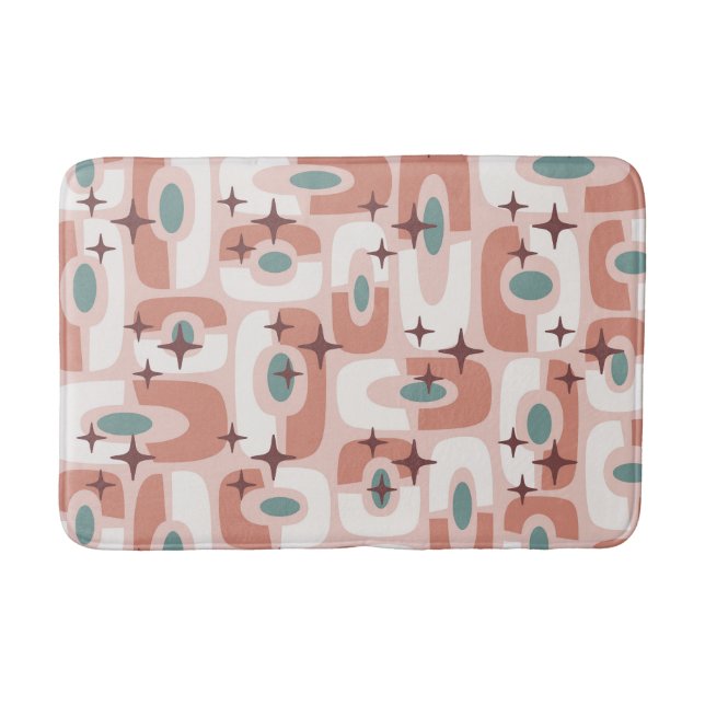 Retro Mid Century Modern Cosmic Abstract Pattern Bath Mat (Front)