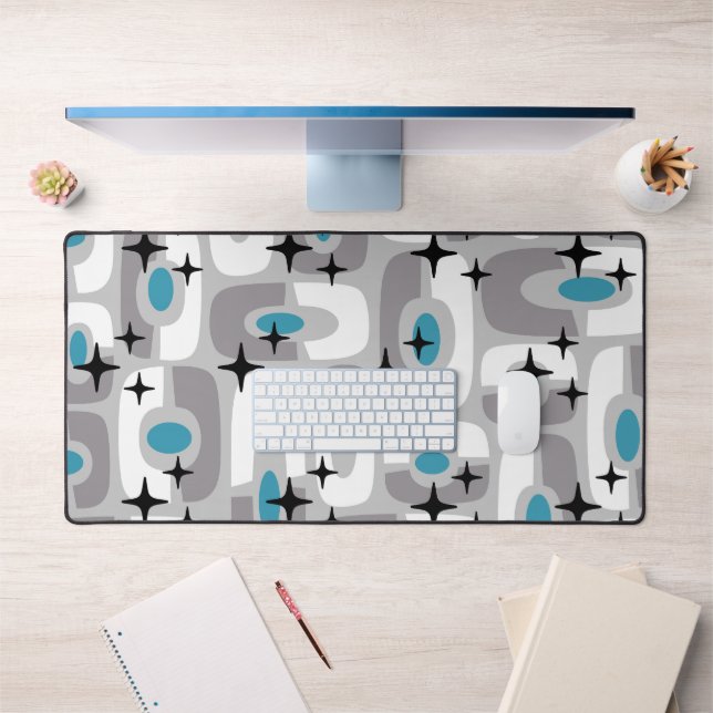 Retro Mid Century Modern Cosmic Abstract Pattern Desk Mat (Office 1)