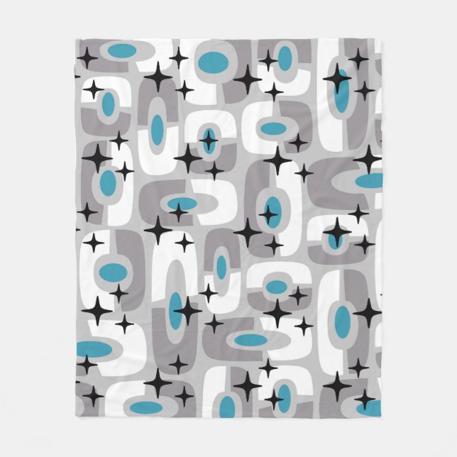Retro Mid Century Modern Cosmic Abstract Pattern Fleece Blanket (Front)
