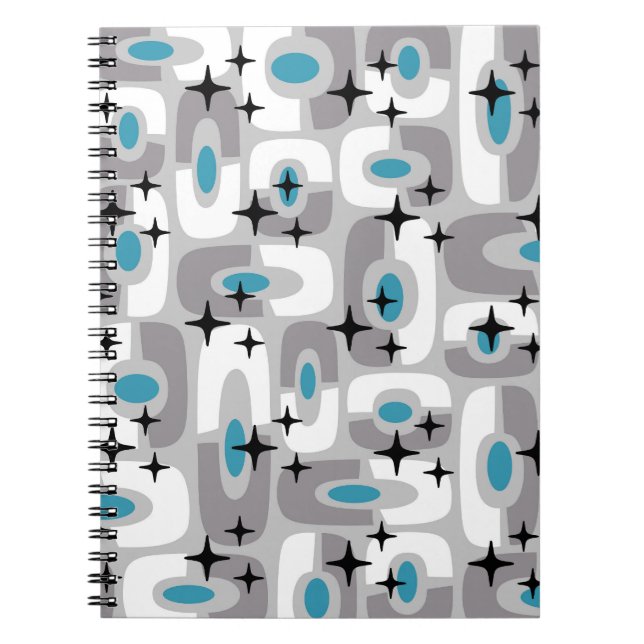 Retro Mid Century Modern Cosmic Abstract Pattern Notebook (Front)