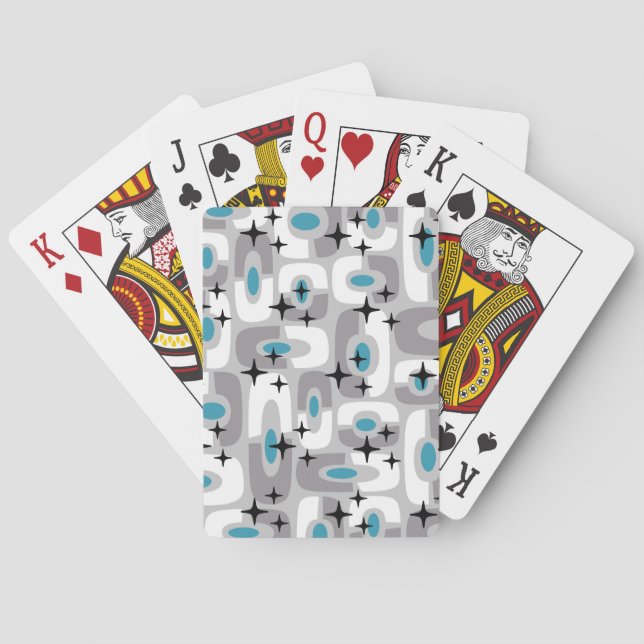 Retro Mid Century Modern Cosmic Abstract Pattern Playing Cards (Back)
