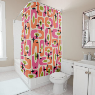 Retro Mid Century Modern Cosmic Abstract Pattern Shower Curtain