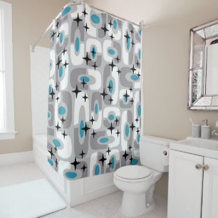 Retro Mid Century Modern Cosmic Abstract Pattern Shower Curtain