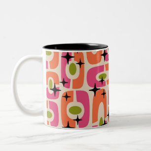 Retro Mid Century Modern Cosmic Abstract Pattern Two-Tone Coffee Mug
