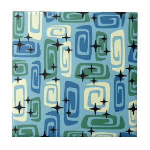 Retro Mid Century Modern Cosmic Abstract Tile