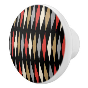 Retro Mid Century Modern Diamond Pattern Ceramic Knob