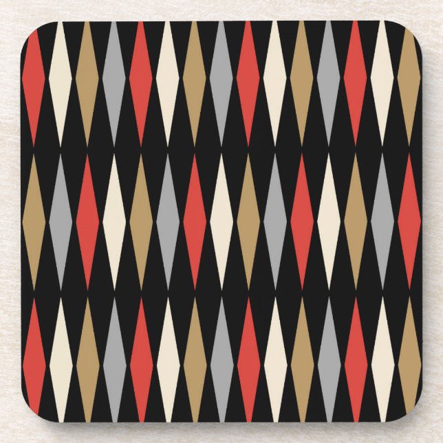 Retro Mid Century Modern Diamond Pattern Coaster (Front)