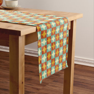 Retro Mid Century Modern Diamond Pattern  Short Table Runner