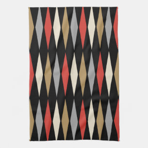 Retro Mid Century Modern Diamond Pattern Tea Towel