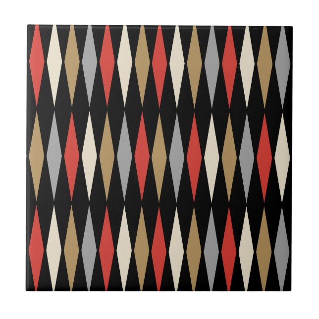 Retro Mid Century Modern Diamond Pattern Tile (Front)