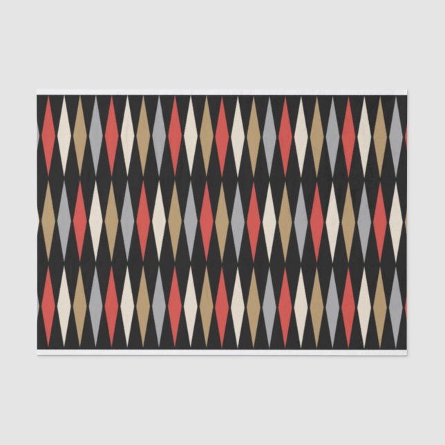 Retro Mid Century Modern Diamond Pattern Tissue Paper (Front)
