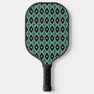 Retro Mid Century Modern Diamond Starburst Pattern Pickleball Paddle