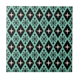 Retro Mid Century Modern Diamond Starburst Pattern Tile