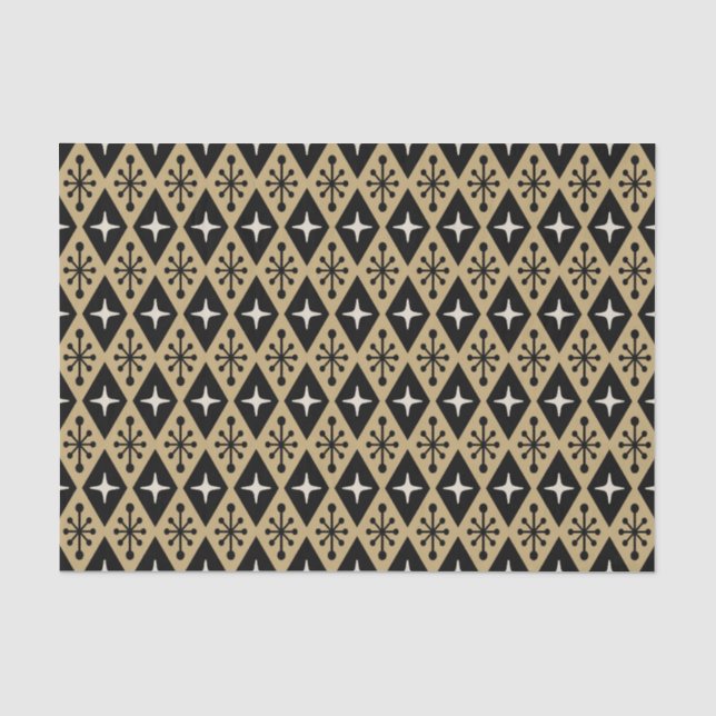 Retro Mid Century Modern Diamond Starburst Pattern Tissue Paper (Front)