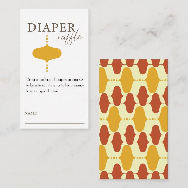 Retro Mid Century Modern Diaper Raffle Card  (Front/Back)
