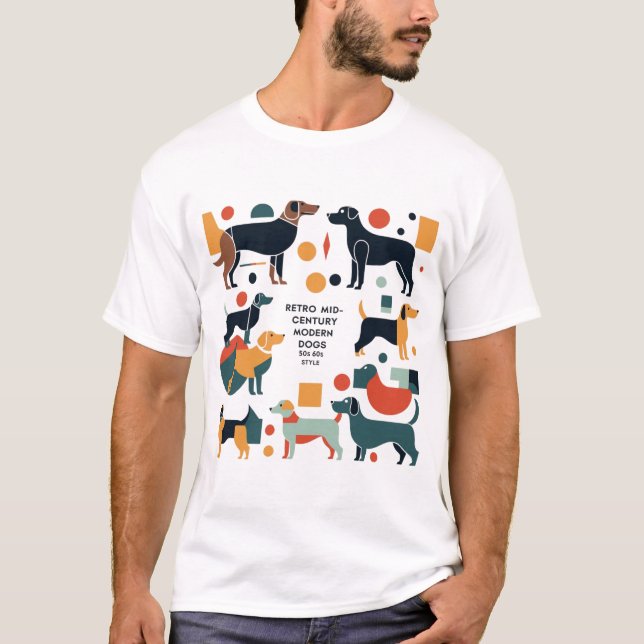 Retro Mid-Century Modern Dogs 50s 60s Style abstra T-Shirt (Front)